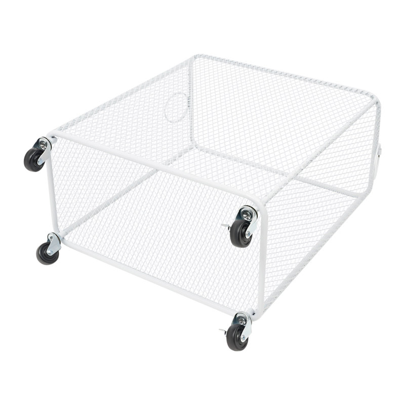 Mesh Hamper Laundry Basket Cart With Wheels, White