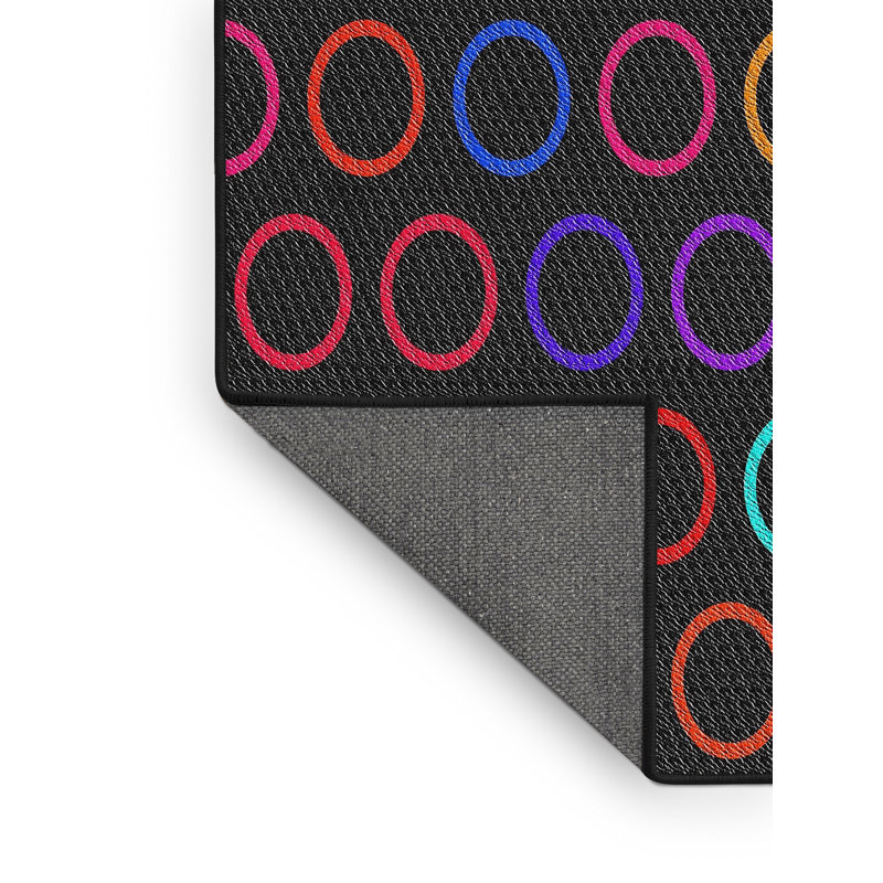 Tapis rouge/bleu/vert à motif, Rectangle 5 pi x 7 pi