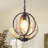 1- Light 13'' Dimmable Retro Metal Globe Rustic Farmhouse Chandelier With Resin 4 Antlers Vintage Style For Dining Room, Kitchen, Entryway, Living Room-1549565806