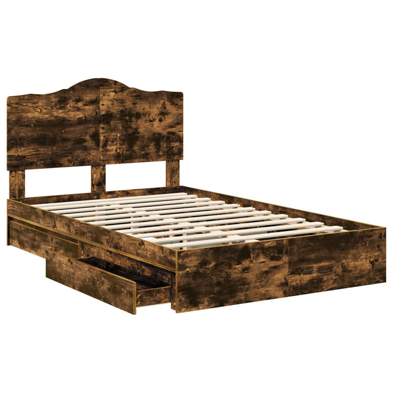 Bed Frame, Double (4'6), Smoked Oak