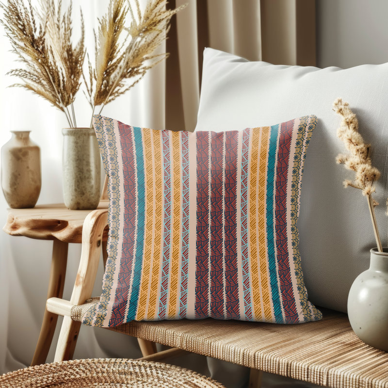 Housse de coussin, Rayures brunes, H 14 po x l 14 po