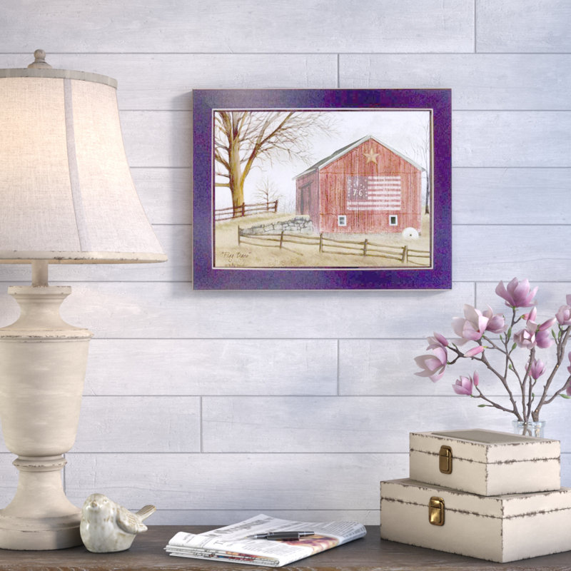 «Flag Barn Barn», art mural encadré pour salon, impression murale par Billy Jacobs, Cadre noir