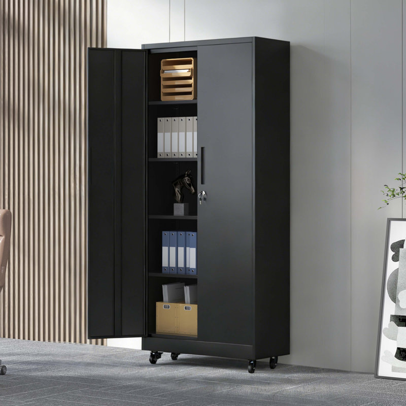 Armoire de rangement pour garage avec roulettes et serrure