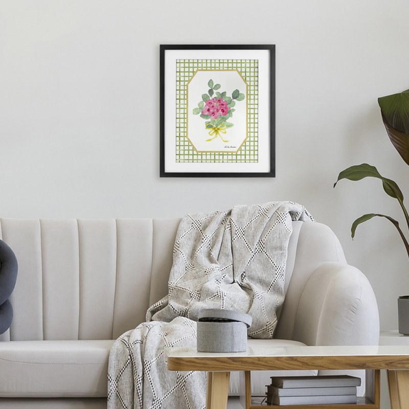 «Botanical Story on Grid», reproduction d'art encadrée sous verre, conception de Lee Ann Sanders, Cadre noir minuit