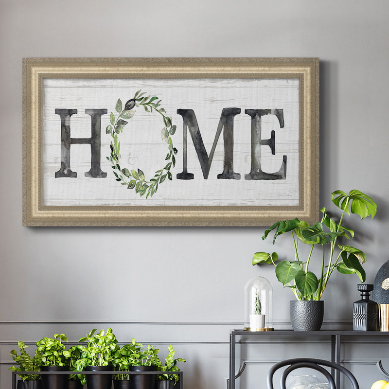 «Grey Home Wreath», art textuel sur toile, H 21 po x l 37 po x P 2,5 po