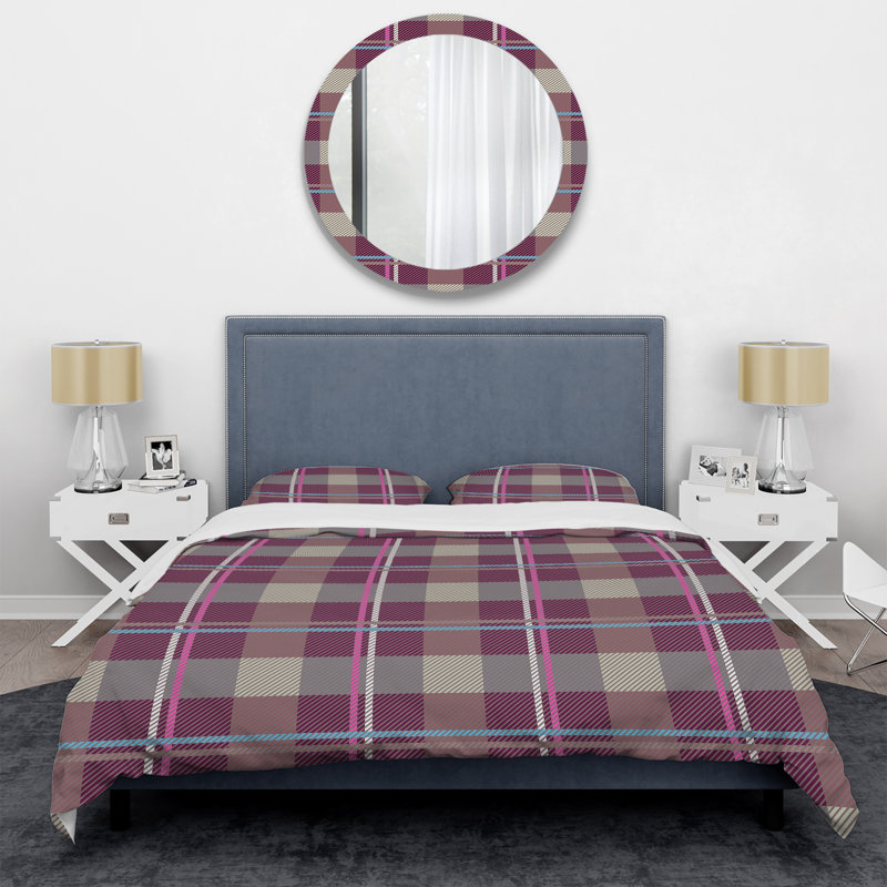 Ensemble de housse de couette en microfibre mauve / gris 3 pièces, Housse de couette pour très grand lit et 2 très