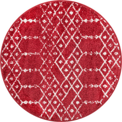 Tapis abstrait en polypropylène tissé à la machine rose framboise Brissa