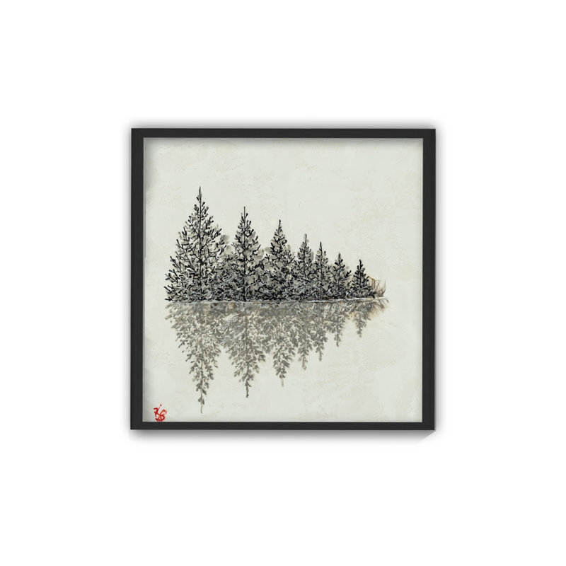 "Frosted Trees", art mural sur toile, H 12 po x l 12 po, Cadre flottant noir