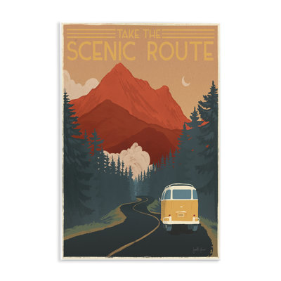 «Take the Scenic Route», art sur plaque surdimensionné rétro par Janelle Penner