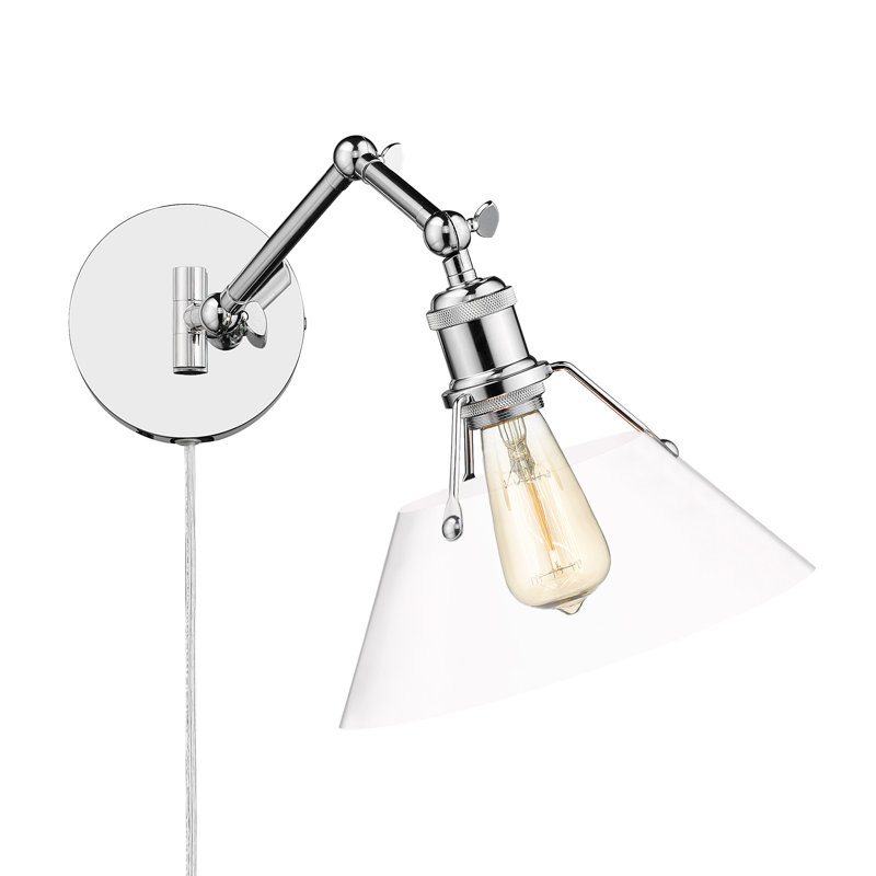 Lampe murale avec bras pivotant à 1 lumière Weatherford, Chrome, Verre transparent