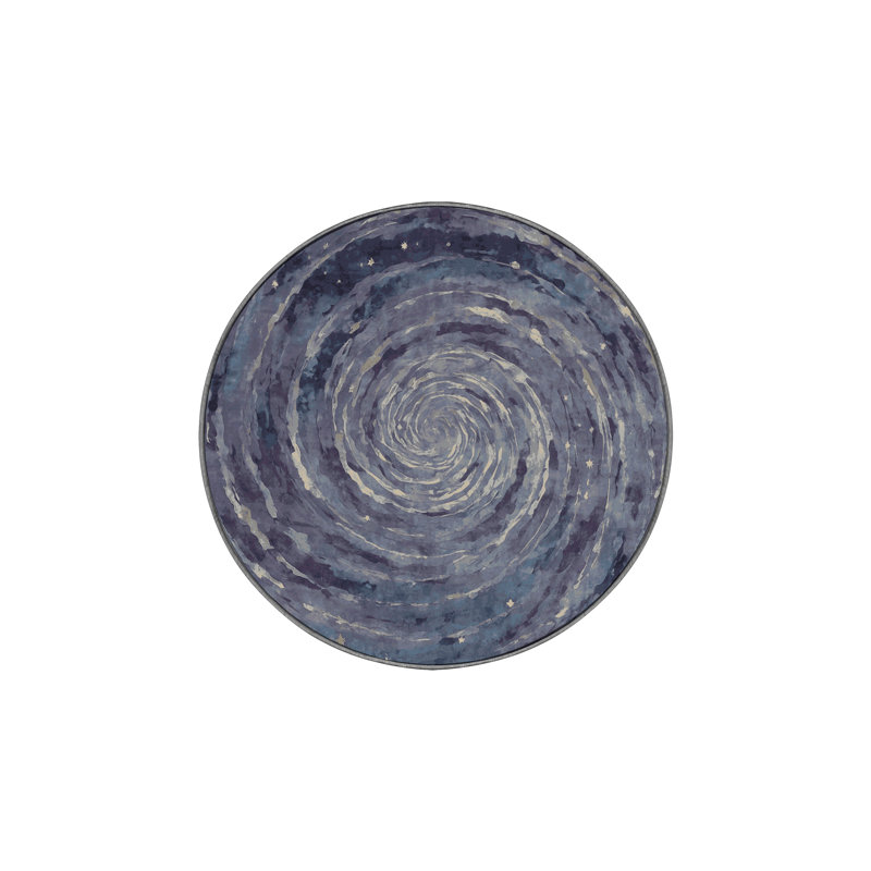 Tapis gris soyeux et moelleux, Rond 4 pi
