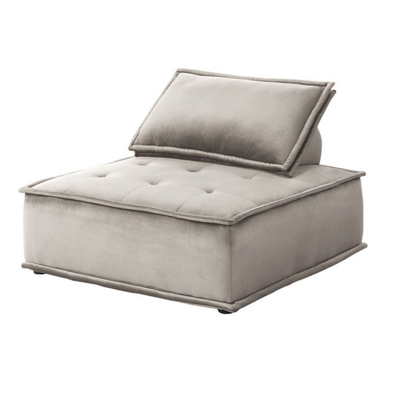 Sebron Upholstered Sectional, Gray Velvet, 29" H x 80" W x 80" D