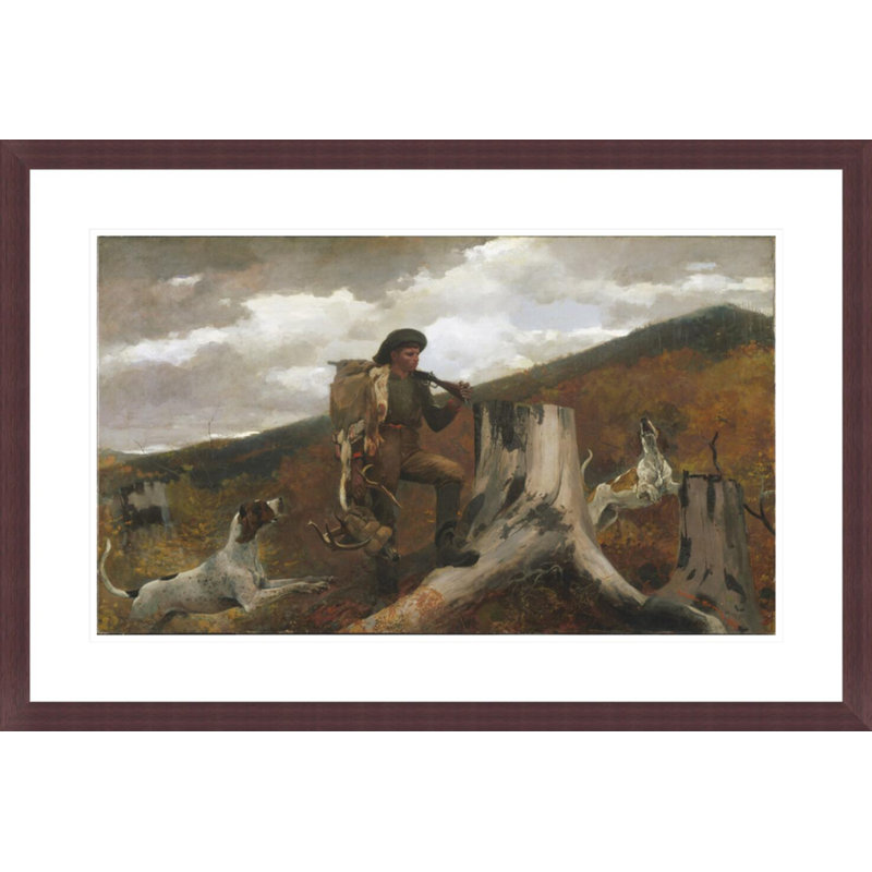 «A Huntsman and Dogs» par Winslow Homer - impression giclée encadrée, H 20 po x l 29,5 po