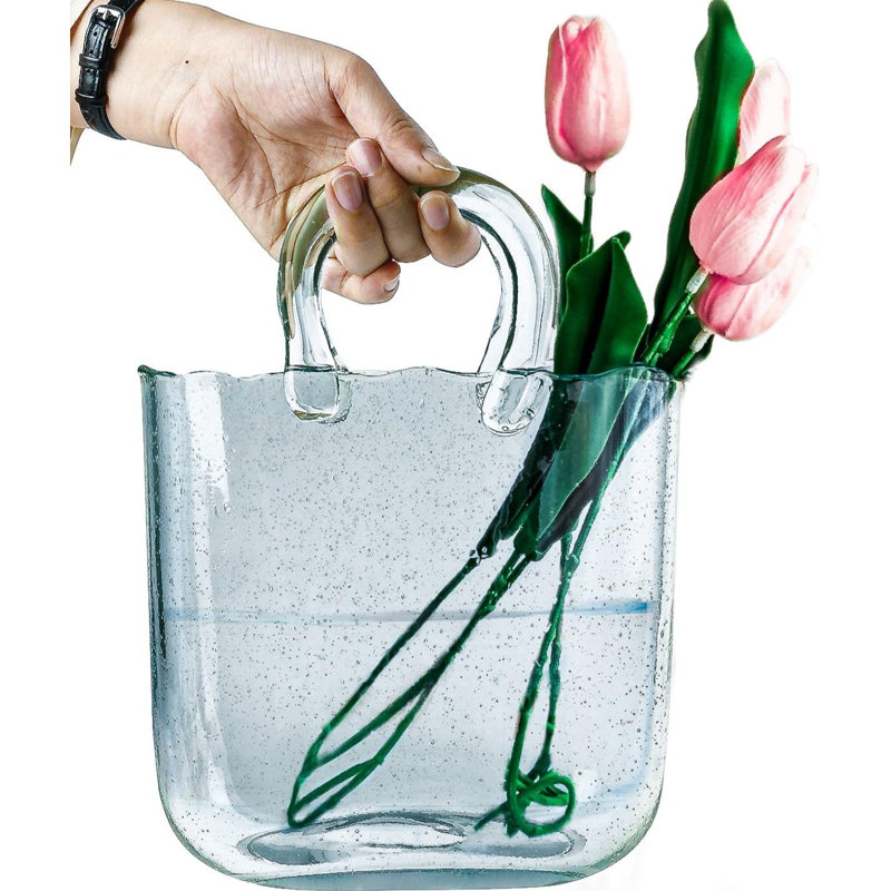 Vase de table en verre Noritoshi, Bleu clair