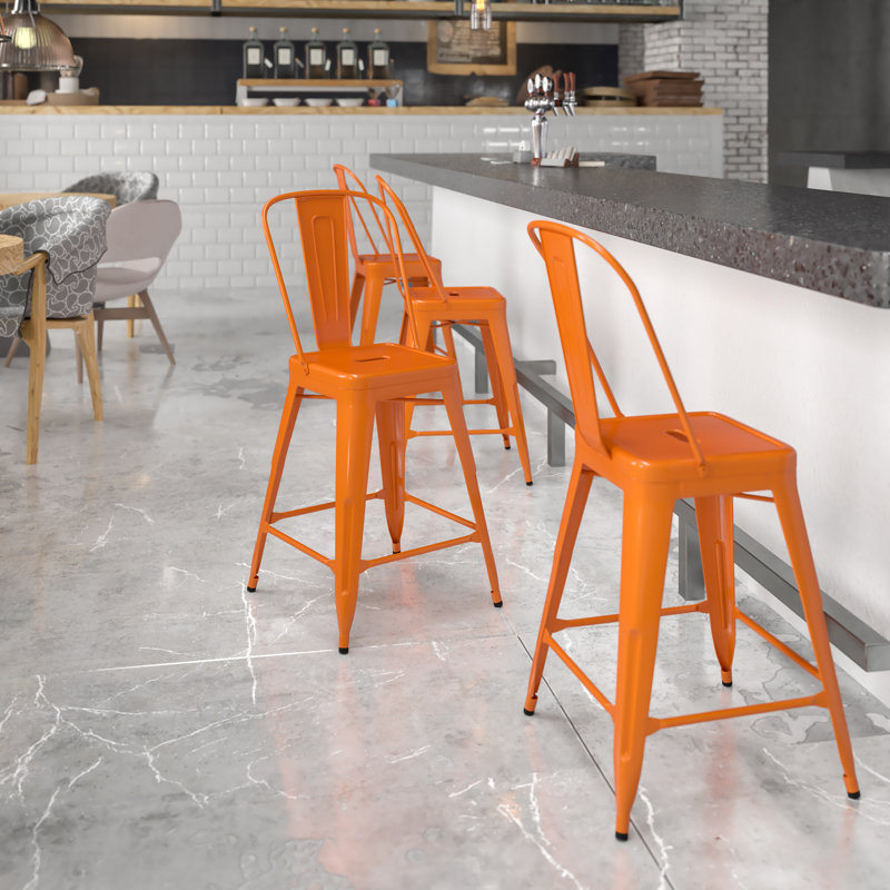 Tabouret de bar Iddings, Orange lustré, 1, Tabouret de bar (siège d'une hauteur de 30 po)