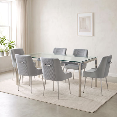 Farr Velvet Upholstered Side Chair With Silver Legs