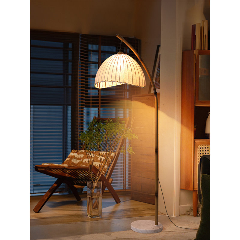 Zen-style metal fabric marble floor lamp