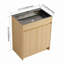 Meuble-lavabo autoportant avec lavabo en acier inoxydable et drain flexible, porte à fermeture en douceur