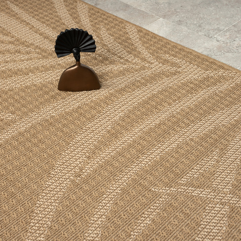 Abani Rugs Magdaleno PAT120A Outdoor Tropical Leaf Cream Beige Area Rug, Rectangle 5 pi 2 po x 7 pi 7 po