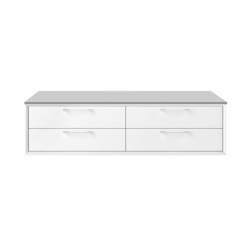 Gemelli 48'' W Single Bathroom Vanity Base, Polished White