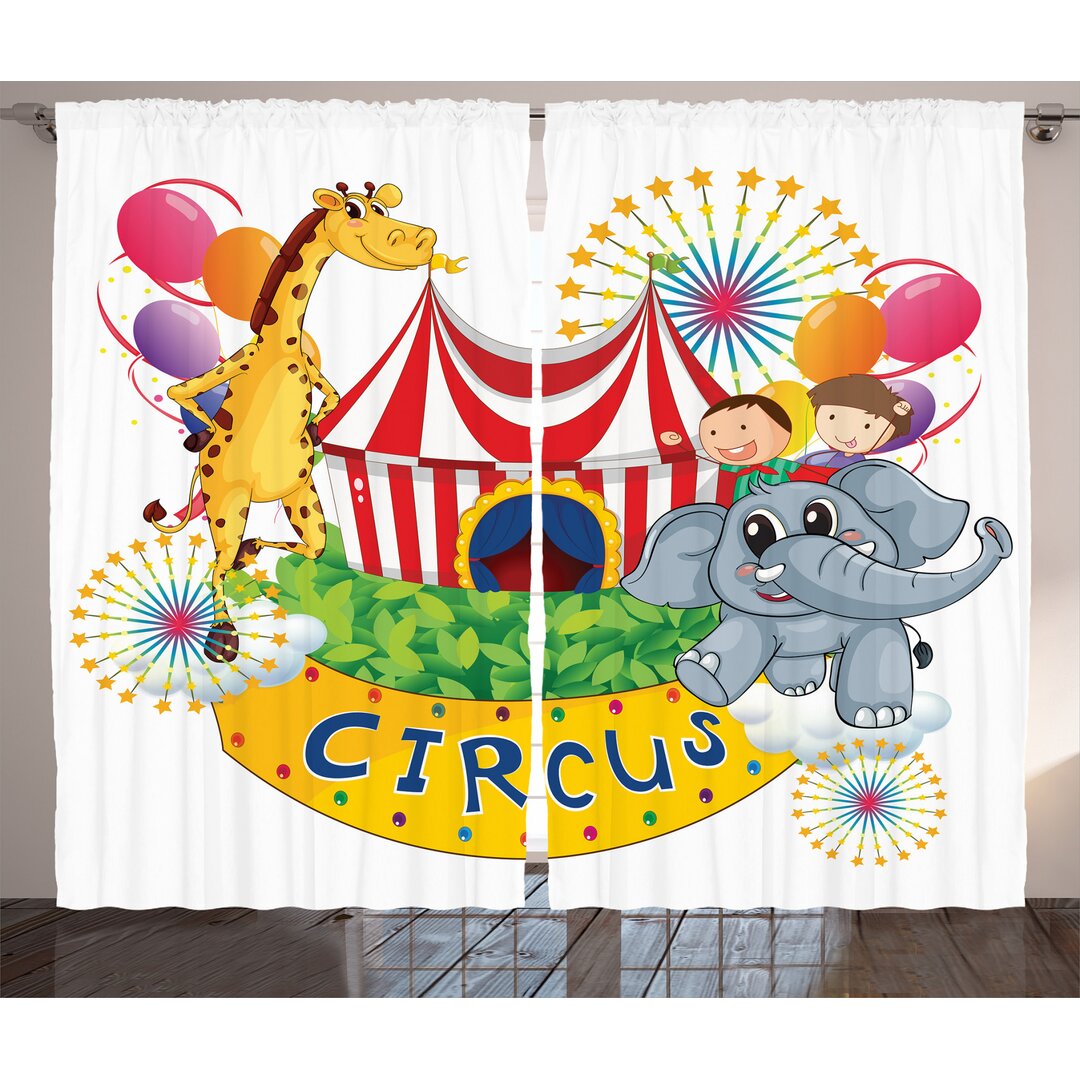 Rustikaler Vorhang, Circus Show mit Kids, Bunt, Mehrfarbig