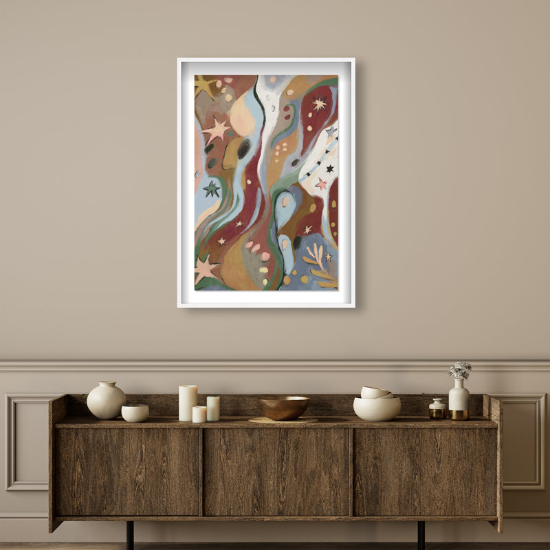 Modern Folk II Shadowbox Abstract Print by Oliver Gal, Black Frame, 10 x 15, 16.5"H x 11.5"W, White Shadowbox