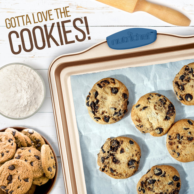 NutriChef Non-Stick Steel 3 Piece Baking Sheet Set