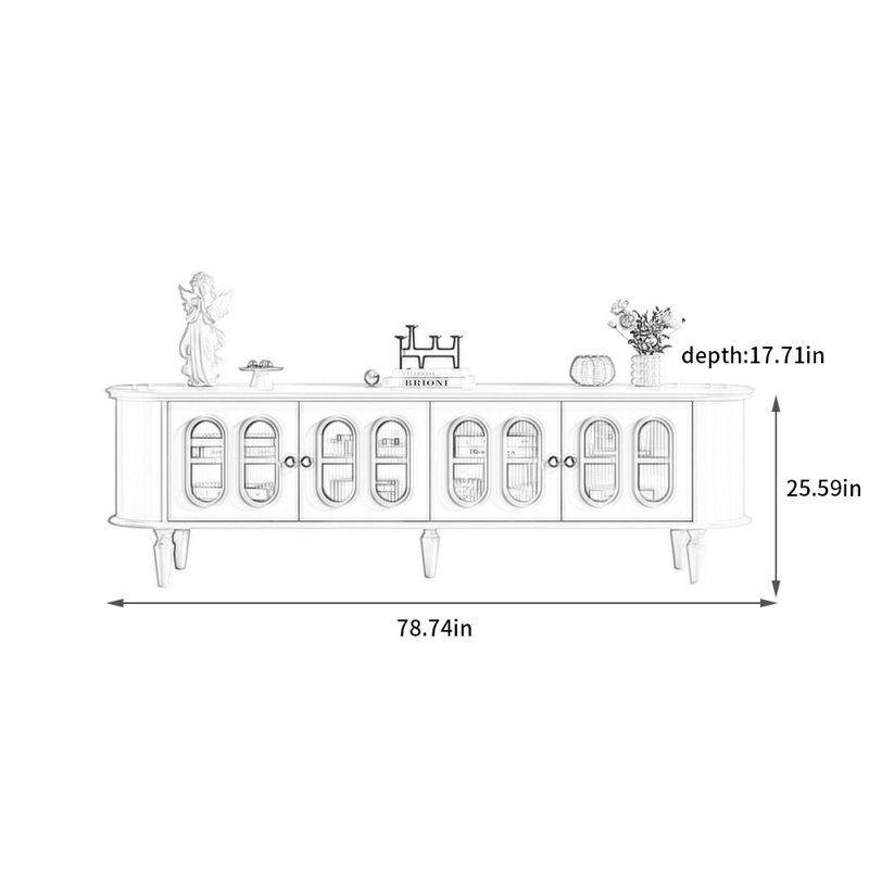 Meuble télé en bois massif blanc crème, L 78,74 po