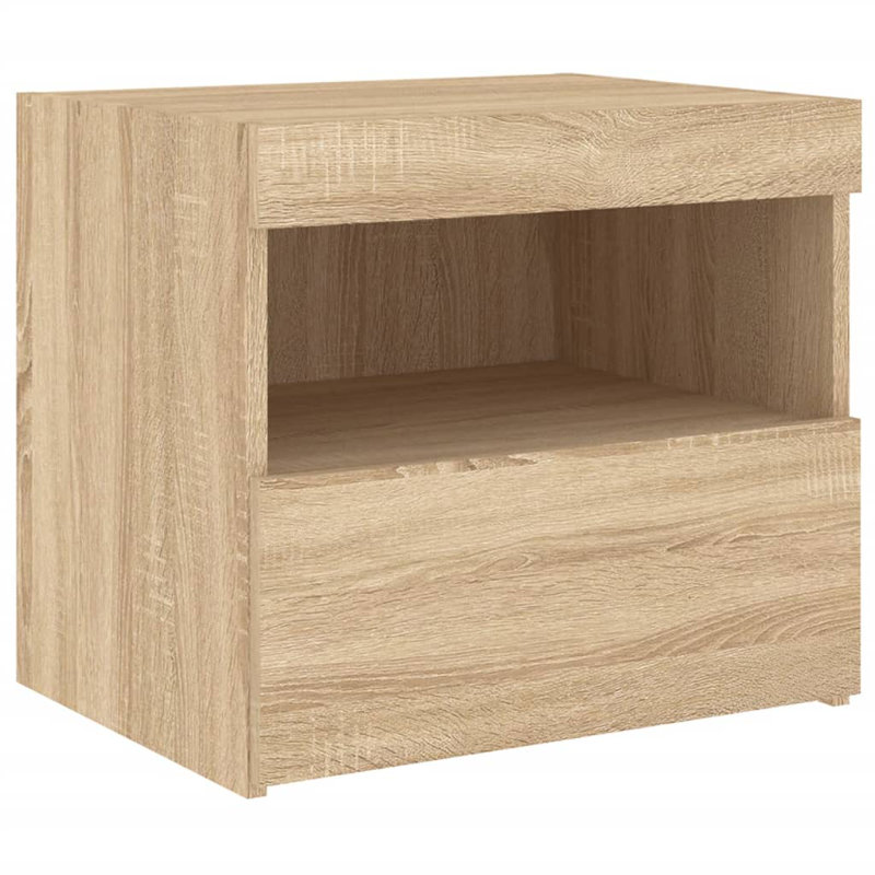 Nirmal 50cm W Manufactured Wood Bedside Table, Sonoma Oak, Individual