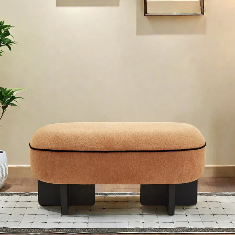 Banc en bois massif de velours, H 17,32 po x l 47,24 po x P 18,5 po