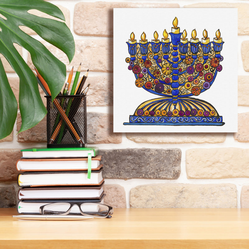 «Menorah 1» par Andrea Strongwater, art mural sur toile, H 12 po x l 12 po x P 0,75 po