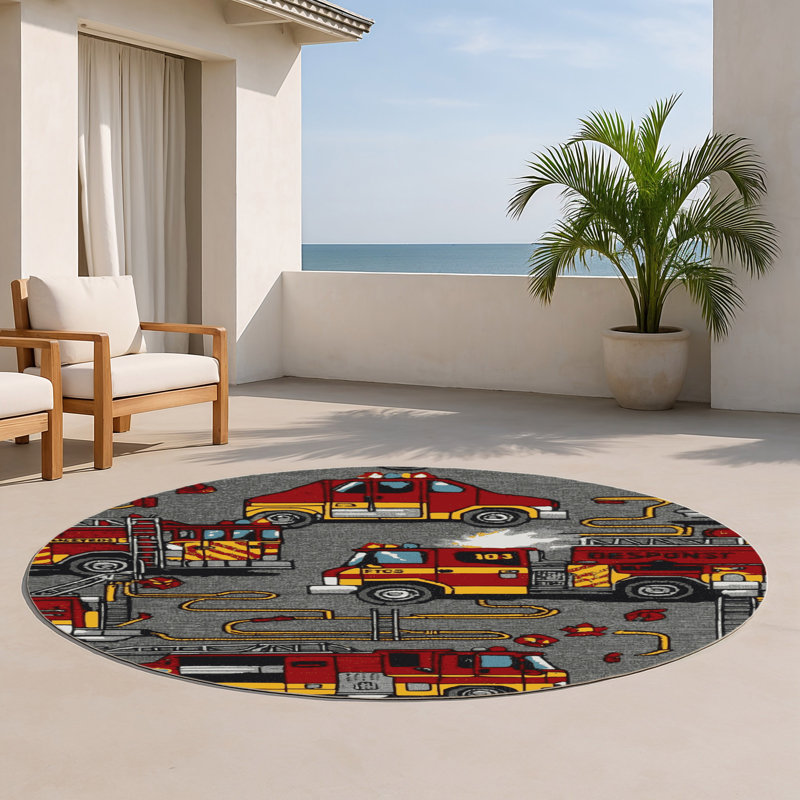 Tapis intérieur et extérieur brun Transport, Rond 5 pi