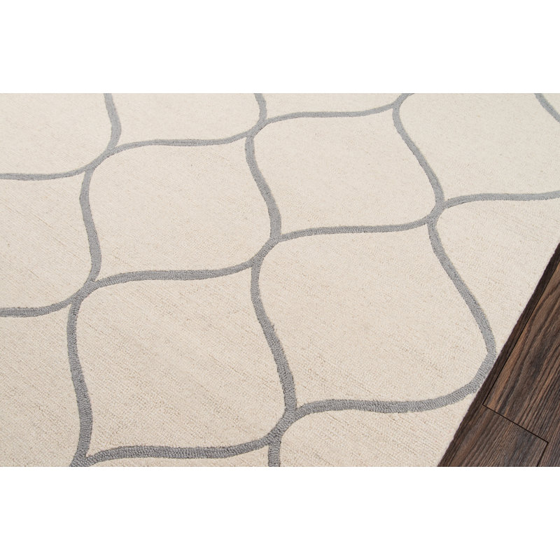 Tapis ivoire en laine touffeté à la main Uchida, Rectangle 3 pi 9 po x 5 pi 9 po