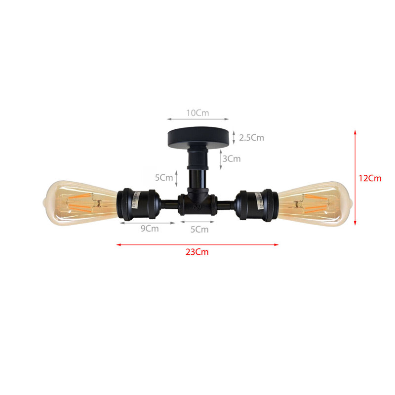 Kujo 2-Light 23cm Semi Flush Mount, Yes