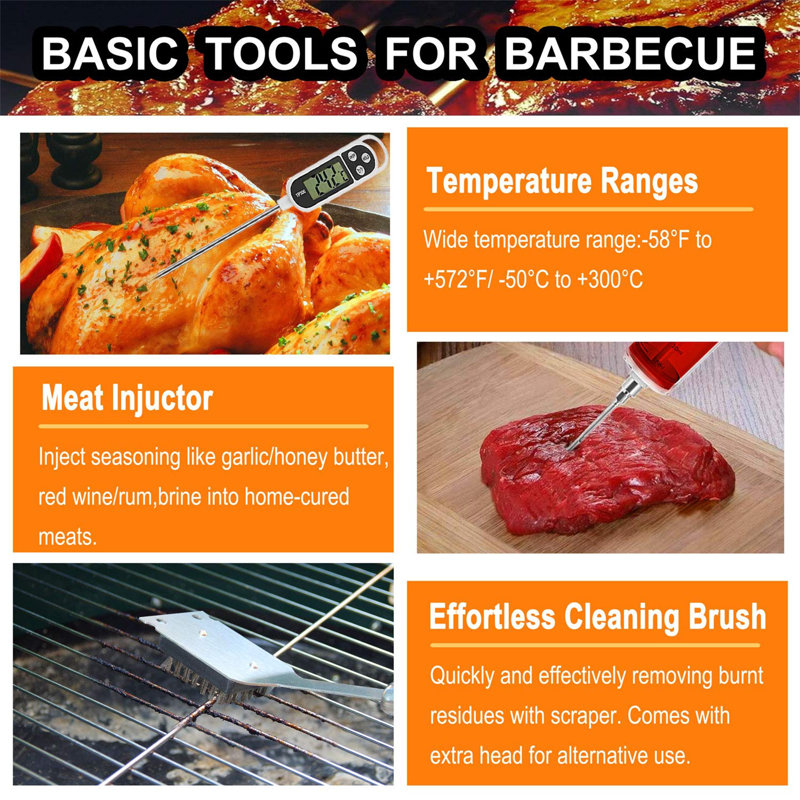 Ensemble 24 pièces d'outils de barbecue, Noir
