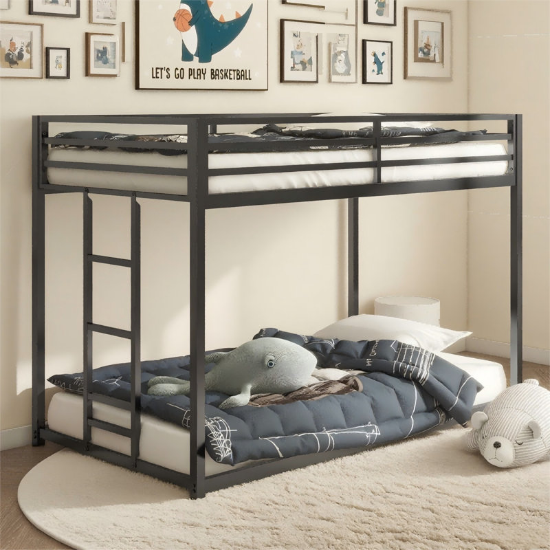 Lit superposé simple au-dessus de simple Adam pour enfants et adultes, lit superposé simple au-dessus de simple avec échelle et garde-corps Adam