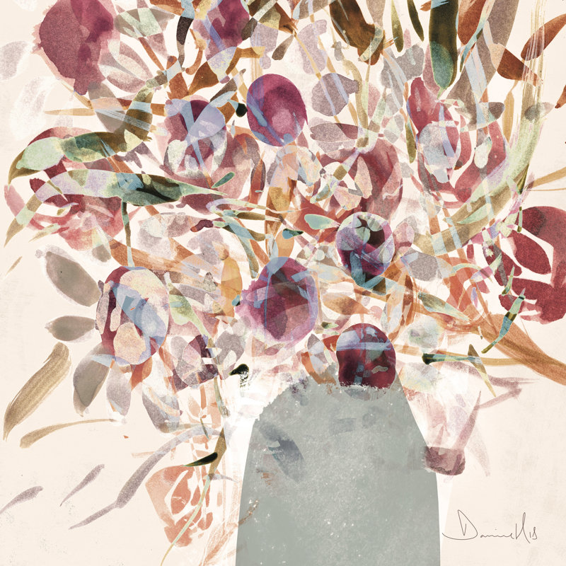 " Blooms 1 " by Daniel Hobday, 30" H x 30" W  , No, White Single Picture Framed