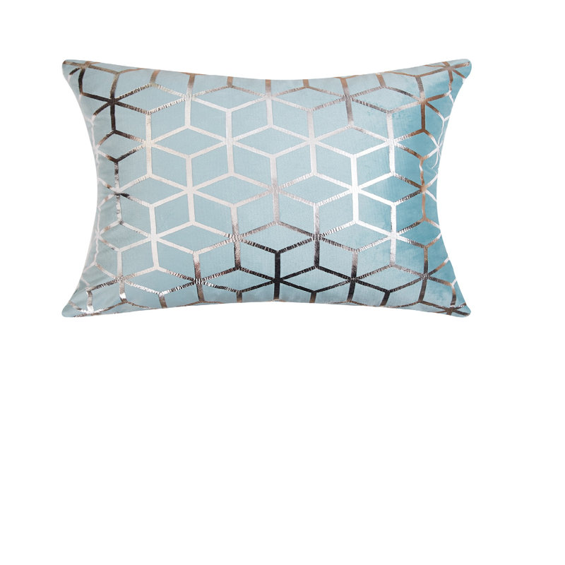 Housse de coussin rectangulaire en velours , Bleu, Polyester/ Bourre en polyester