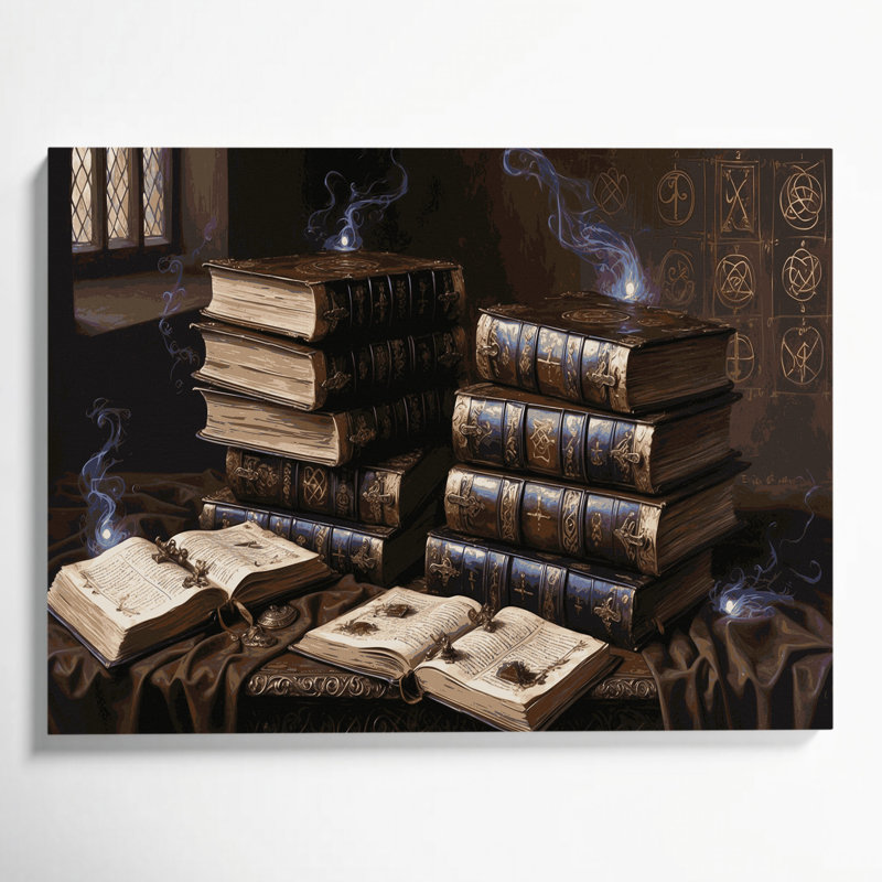 Halloween, grimoires anciens, art mural sur toile brune, H 11 po x l 14 po