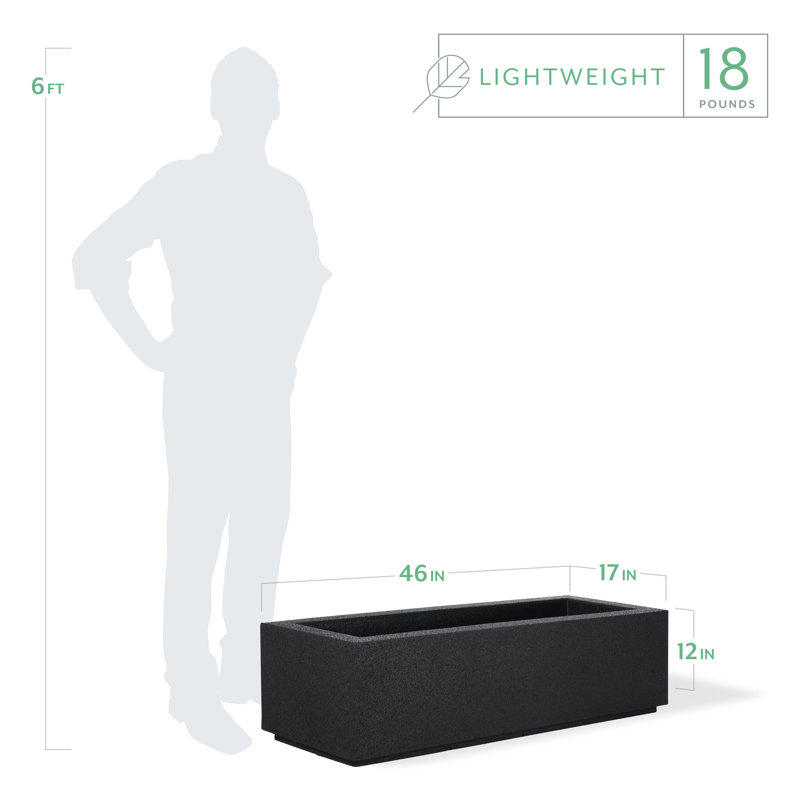 Milan Tall Polymer Box, 12"H x 46"W x 17"D, Black Granite