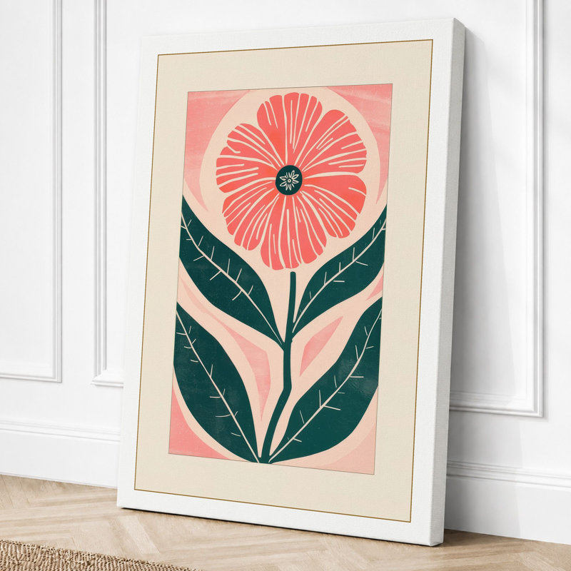 Geometric Bloom Mid-Century - Wrapped Canvas, 36x24 - 91.4 x 61.0 cm, White Border