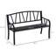 Banc de jardin 50 po en métal, banc d'extérieur noir pour 2 personnes