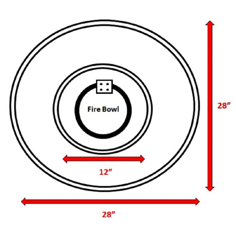 Rust Outdoor Fire Pit - 40000 , Concrete Construction, 28''w X 28''d 9''h, Stone Gray Fireplace Heat , ,