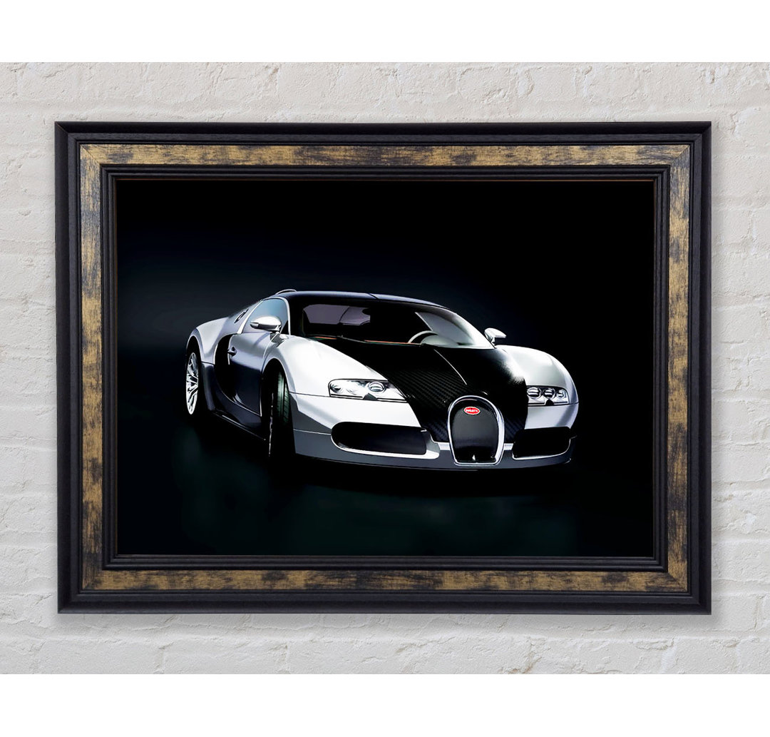 Bugatti Veyron Schwarz Silber - Einzelner Bilderrahmen Kunstdrucke