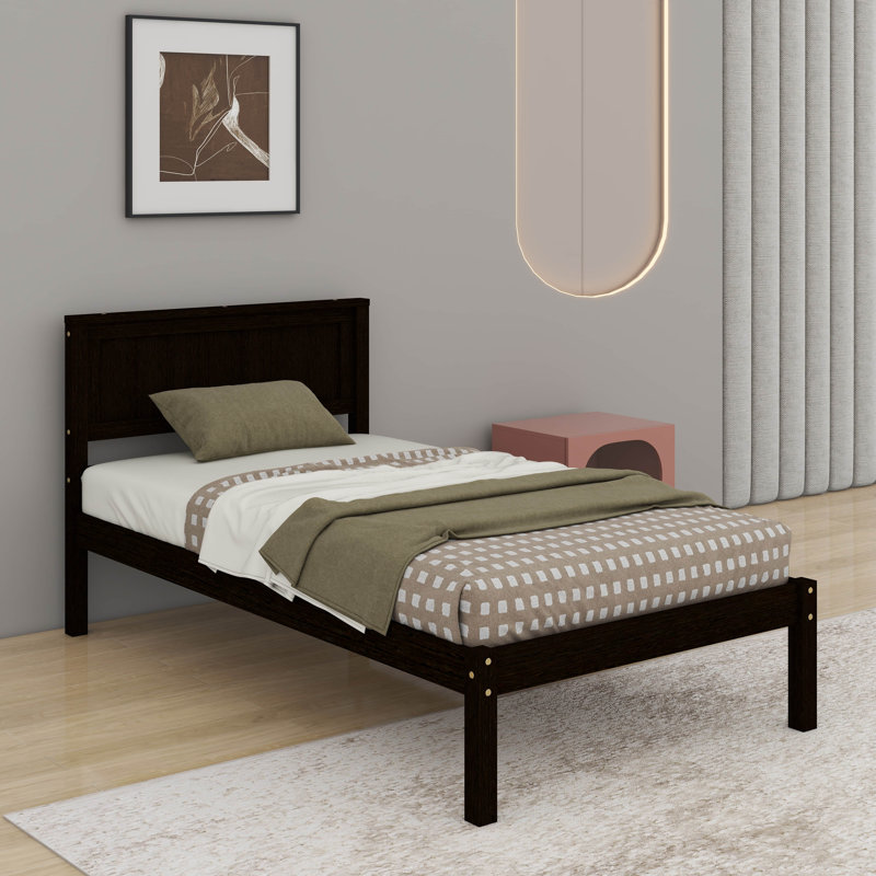 Platform Bed With Headboard, Twin, Espresso