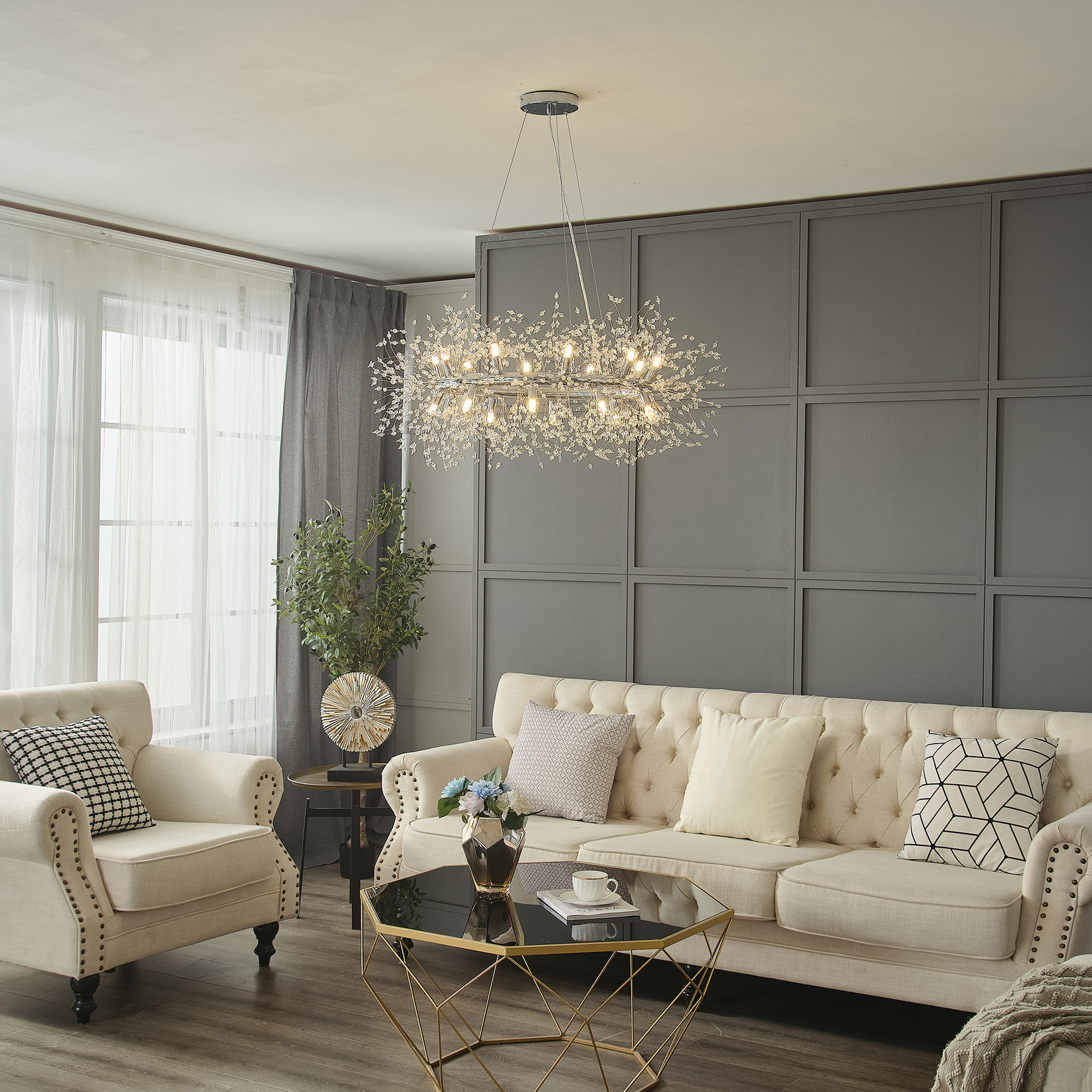 Mercer41 Kaushiki 20 - Light Sputnik Wagon Wheel Chandelier with ...
