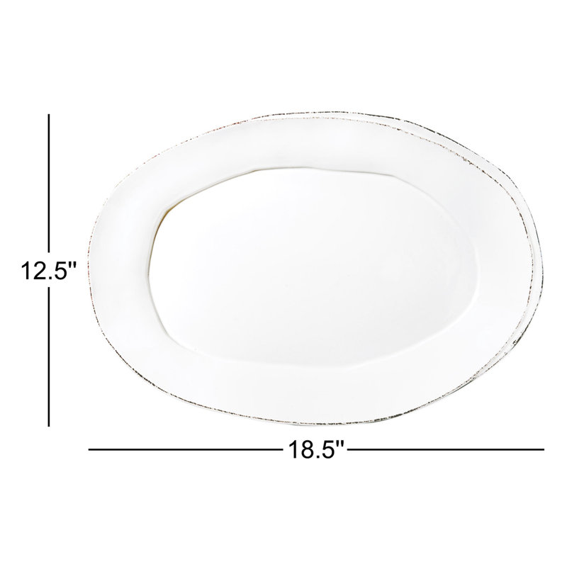 Lastra Stoneware Platter, White