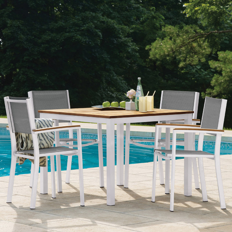 Travira Outdoor Square Dining Table, Tekwood Natural, Chalk