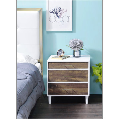 White And Weathered Oak Finish Accent Table