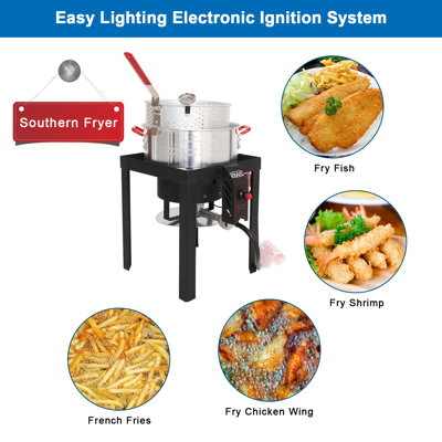 Friteuse au propane de 50 000 BTU avec brûleur simple, pots en aluminium de 30 pte et 10 pte, ensemble de friture à haute pression pour dinde et poisson
